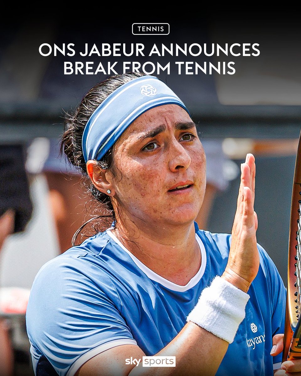 SkySportsTennis's tweet image. Ons Jabeur announces she will take a break from tennis.