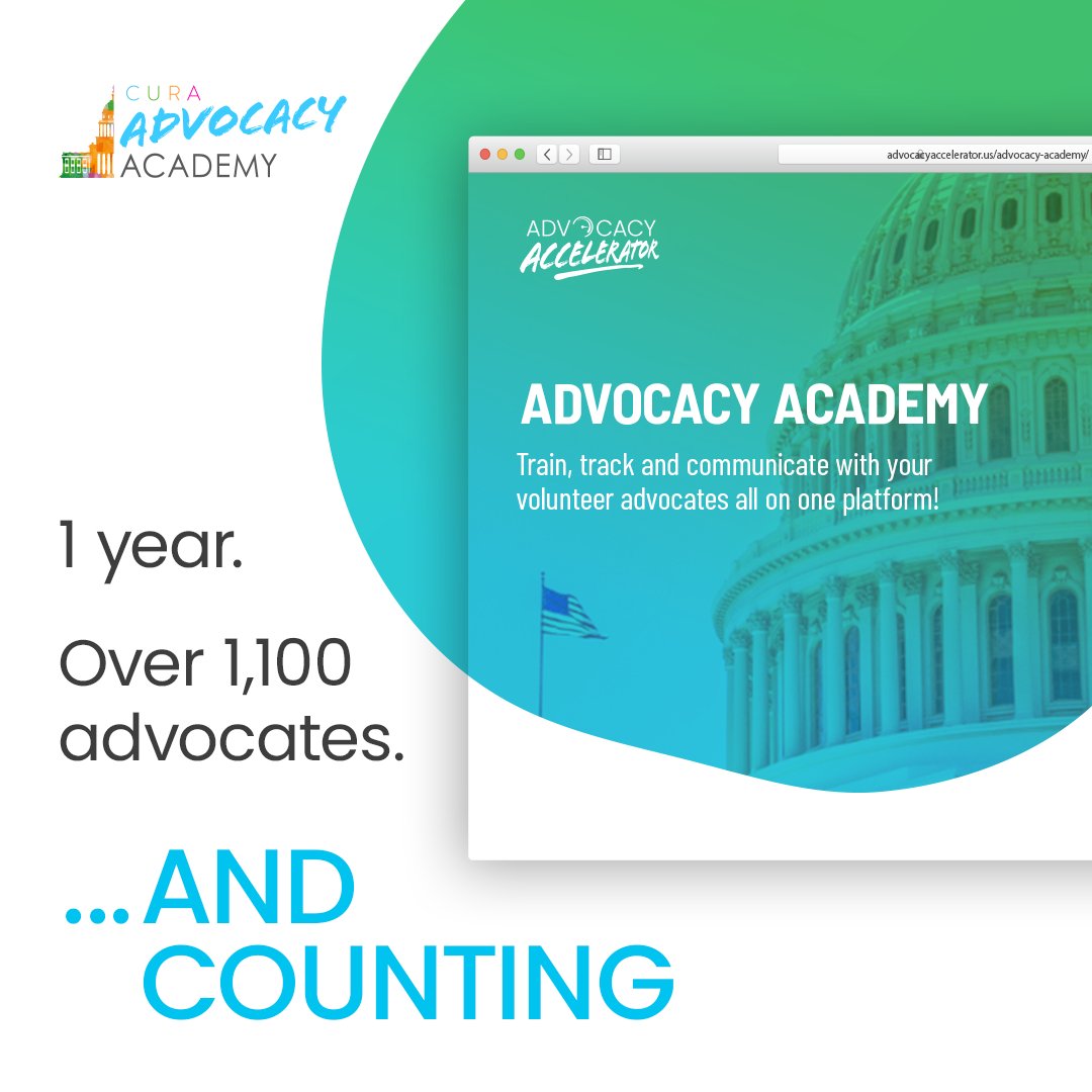 curastrategies's tweet image. We're celebrating one year since the launch of Advocacy Academy! In just 12 months, over 1,100 advocates have enrolled to build their advocacy skills. Read our latest blog for Academy highlights and details about our anniversary special: brnw.ch/21wUdD4
