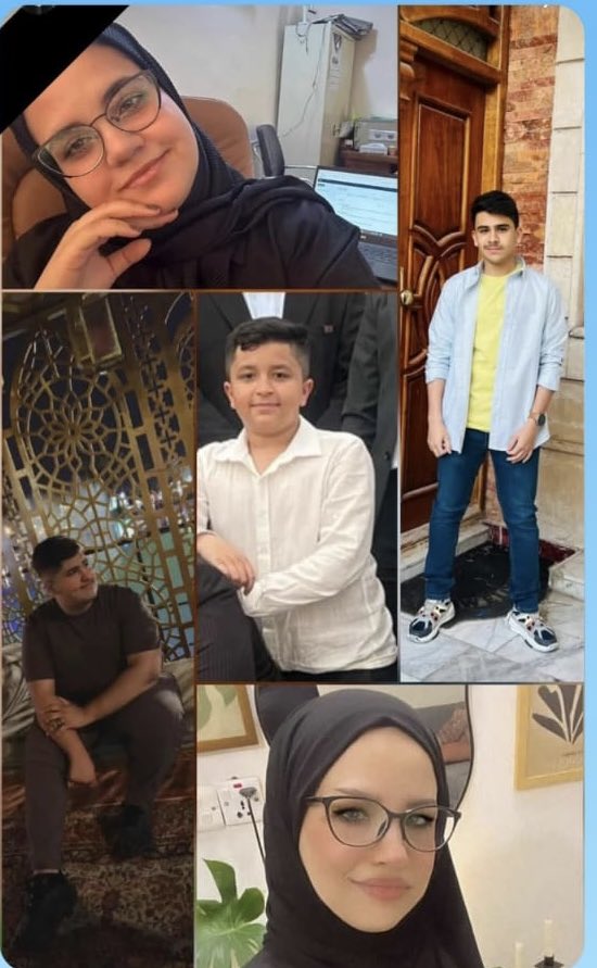 أنعى بنات اختي :
المهندسة رند سعدون وادي 
و ابناؤها ( عبدالله كرار و تيم الله كرار ) 
و المعيدة الجامعية رغد سعدون وادي 
و حفيدها مصطفى ليث رياض 
الذين قضوا نحبهم في حريق الكوت 
و لا حول و لا قوة إلا بالله 
#فاجعة_الكوت