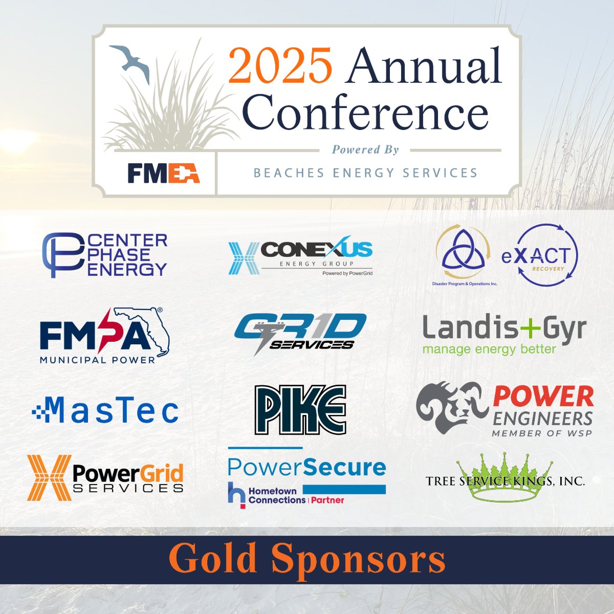 flpublicpower's tweet image. A sincere thank you to our Gold Sponsors of the FMEA 2025 Annual Conference for your generous support of #FLPublicPower’s mission. Your partnership enables us to create impactful programming focused on education & meaningful connections within FL's municipal electric utilities.