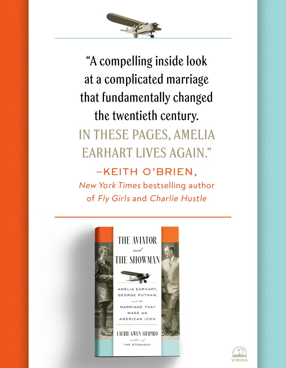 VikingBooks's tweet image. "A compelling inside look at a complicated marriage that fundamentally changed the 20th century. In these pages, Amelia Earhart lives again.” —@KeithOB ✈️✨
Start reading THE AVIATOR AND THE SHOWMAN by @LaurieStories 👉 bit.ly/4lRzeqP