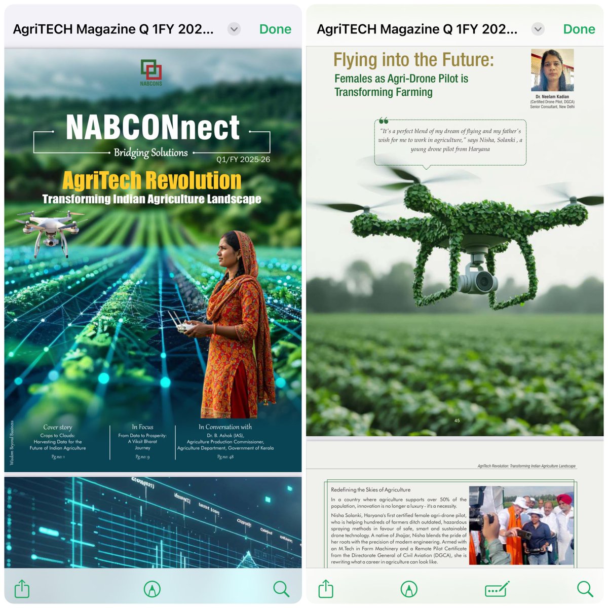 Dr. Neelam Kadian ,
I am truly grateful and overwhelmed to see my story featured in the NABCONS AgriTECH magazine. It feels extra special as this happens to be my birthday month — and receiving this  just before it makes it even more memorable.

Thank you so much #Dr.Neelam for