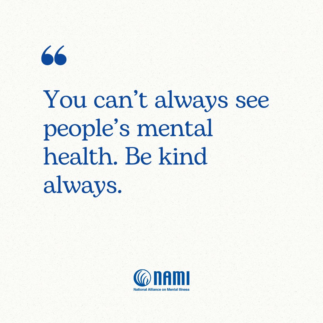 NAMICommunicate's tweet image. You never know what someone’s carrying behind the scenes.
Let’s make kindness our default—online, in line, in class, at work, everywhere.