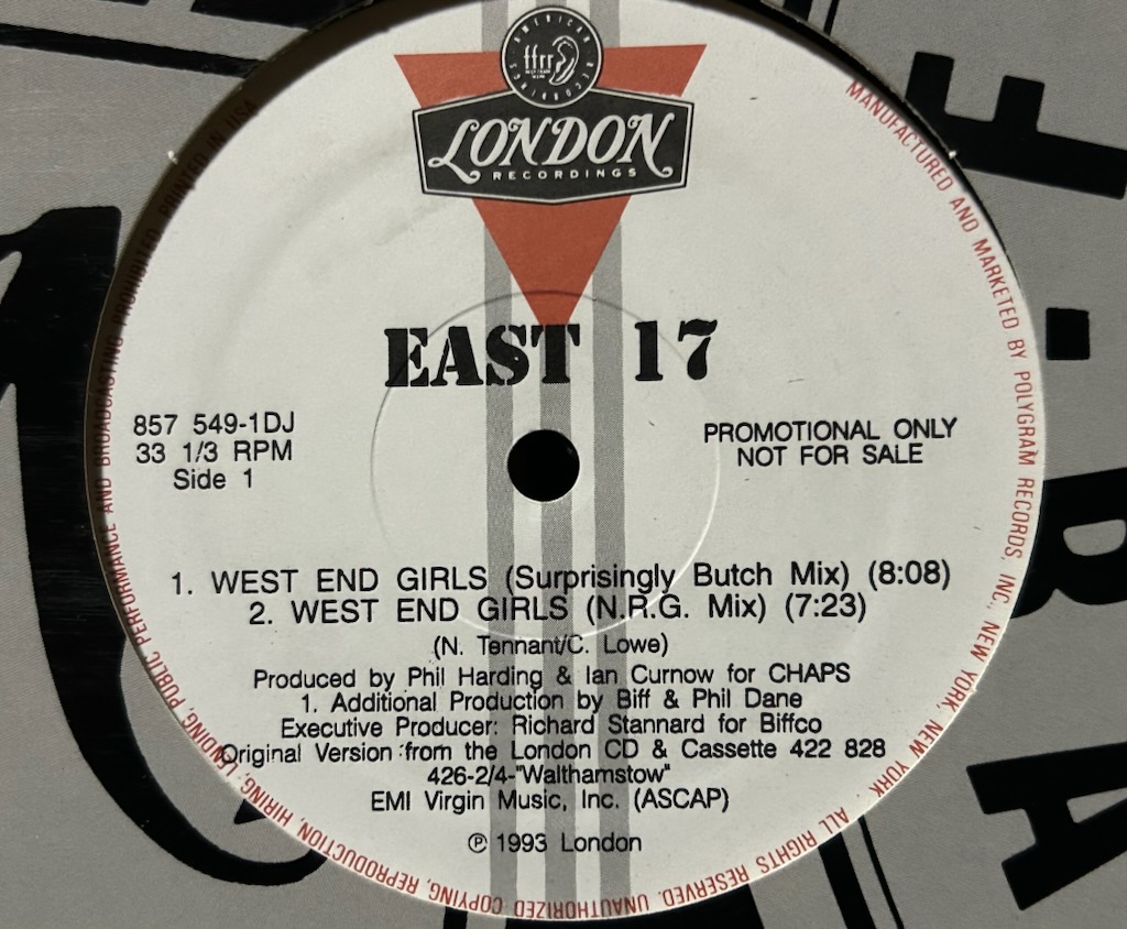#NowPlaying️ 
West End Girls (Suprisingly Butch Mix) / East17

Produce:Phil Harding &amp; Ian Curnow for CHAPS
<a href="/phardingmusic/">phil harding</a> 
Produce [Additional Production]: Biff, Phil Dane
Released: 1993
A cover version of the Pet Shop Boys' song.

youtu.be/-7Ebkq5wtQE?si…