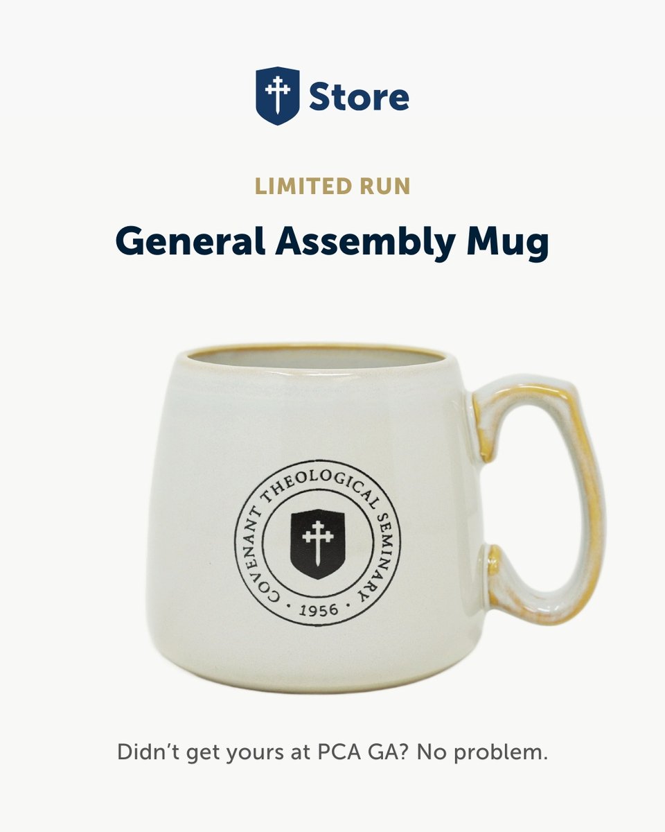 CovSeminary's tweet image. Didn’t grab your Covenant mug at #PCAGA? No problem.
The official 2025 General Assembly mug is now available in our online store. Designed for everyday use—with a clean look, a solid feel, and the Seminary seal front and center. ☕️
Get yours today: covenantseminary.edu/store/p/2025-p…