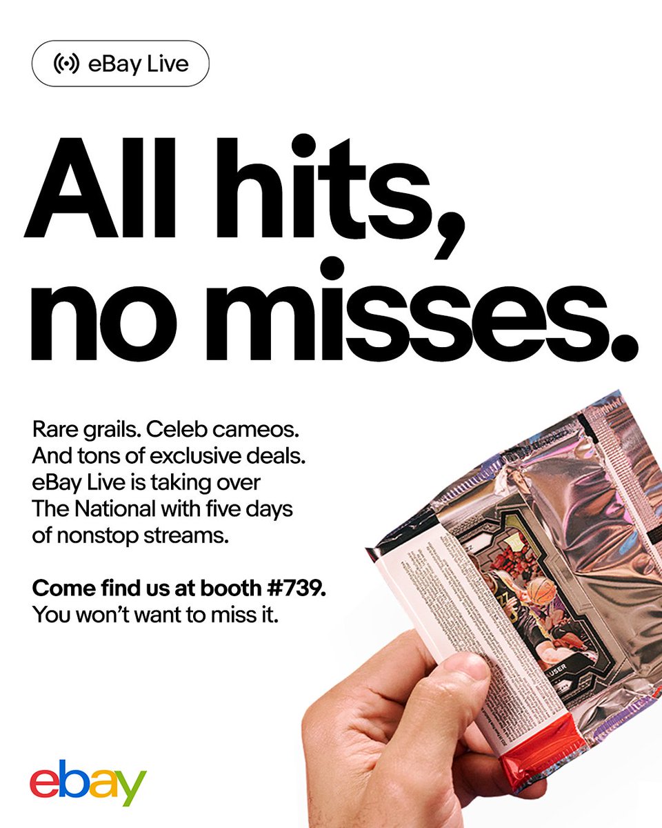 nsccshow's tweet image. Meet NSCC exhibitor @eBay at the 45th National Sports Collectors Convention July 30-August 3, 2025 at the Donald E. Stephens Convention Center in Rosemont, IL 🔥🔥
Visit the The National Sports Collectors Convention Inc. #linkinbio to learn more, buy tickets and search eBay or…