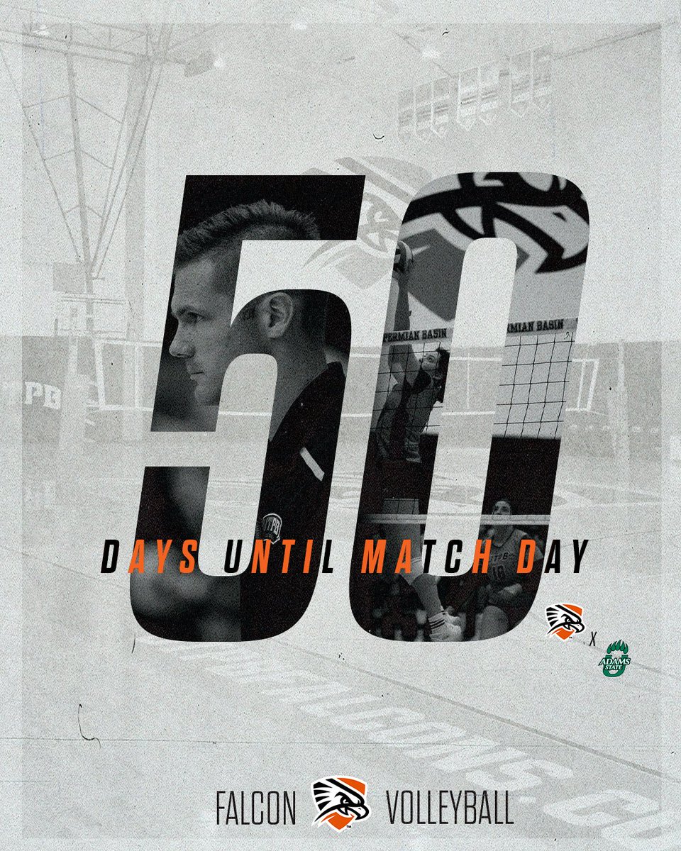 utpbfalcons's tweet image. The countdown is on ⏳ Just 5️⃣0️⃣ days until the Falcon's return to the court! 🏐🔥 Get ready for an electric season opener vs. Adams State! #FalconsUp