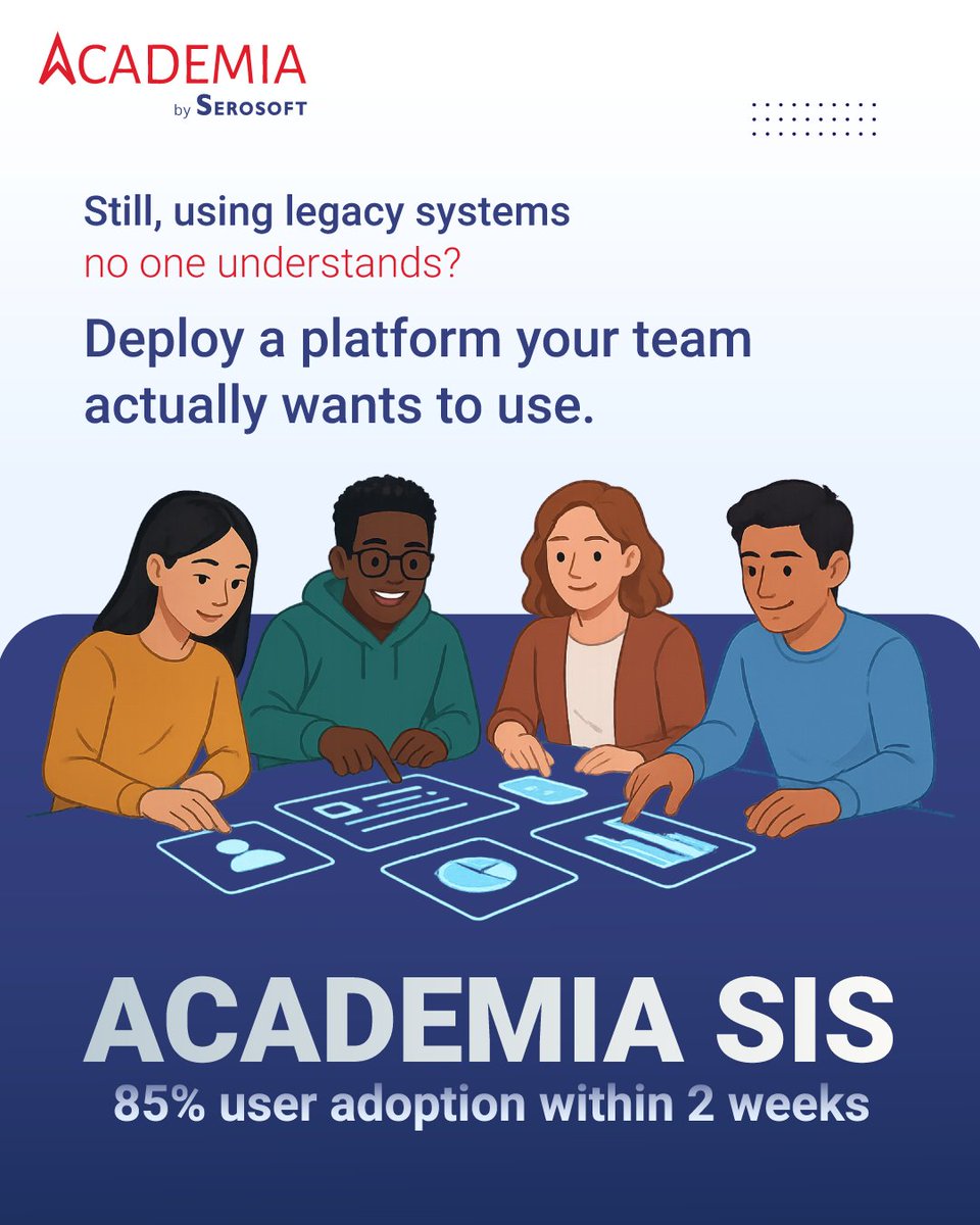 academiaerp's tweet image. Legacy systems are only good if people use them.

With Academia SIS, institutions experience 85% user adoption in just 2 weeks. Because when it’s intuitive, onboarding isn’t a hurdle—it’s a breeze.

#EdTechAdoption #StudentInformationSystem #HigherEdInnovation #DigitalCampus