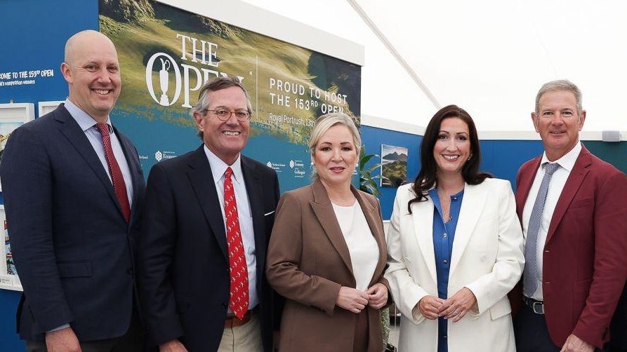 USAmbUK's tweet image. Dunluce Links @royalportrush is one of the most challenging golf courses in the world. It’s also one of the most beautiful. @USAmbIreland Edward Walsh and I joined tens of thousands of fellow Americans at the 153rd @TheOpen Championship to cheer on our golfers!