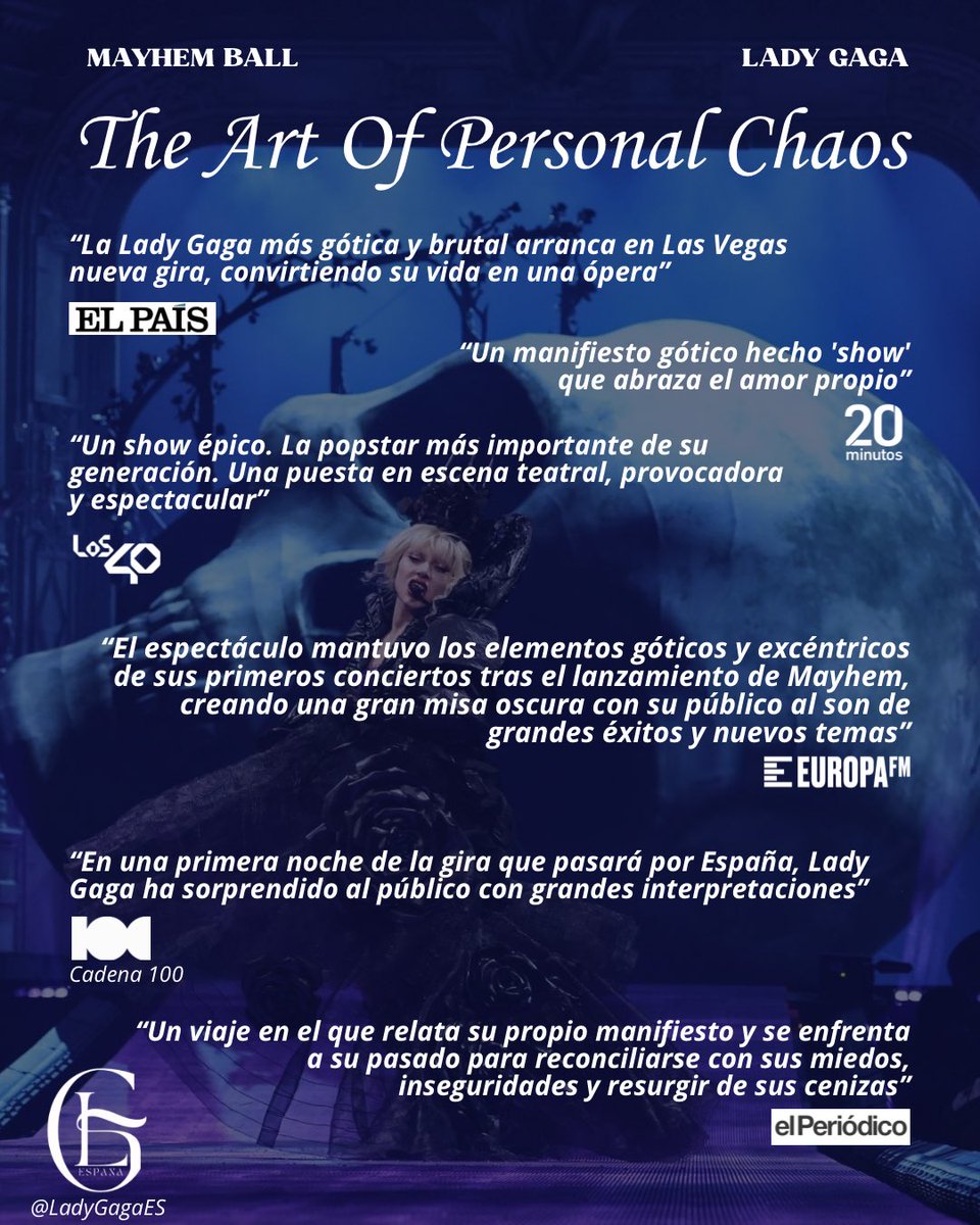 Algunas de las valoraciones de los principales medios de comunicación y radios de España sobre el primer concierto del MAYHEM Ball: The Art Of Personal Chaos 💀