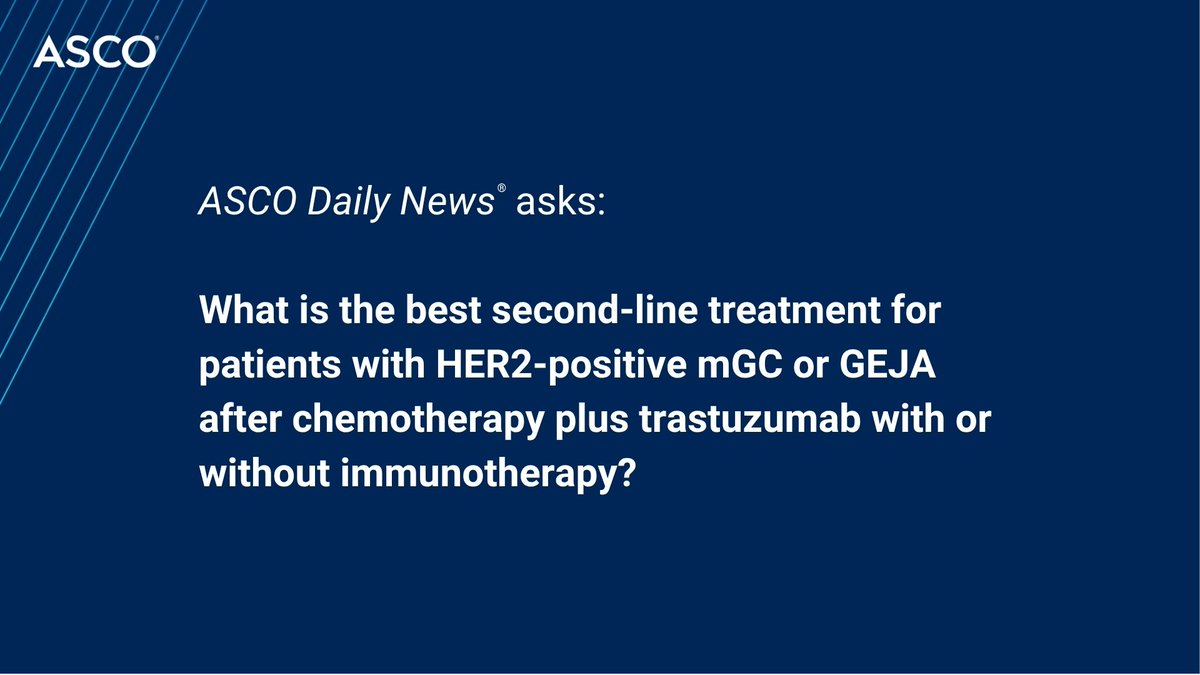 ASCO's tweet image. The DESTINY-Gastric04 trial, presented at #ASCO25, established T-DXd as a preferred second-line treatment option for HER2+ metastatic gastric cancer/GEJA.
For #ASCODailyNews, @KoheiShitara & Dr. Izuma Nakayama evaluate these important findings: brnw.ch/21wUdDp