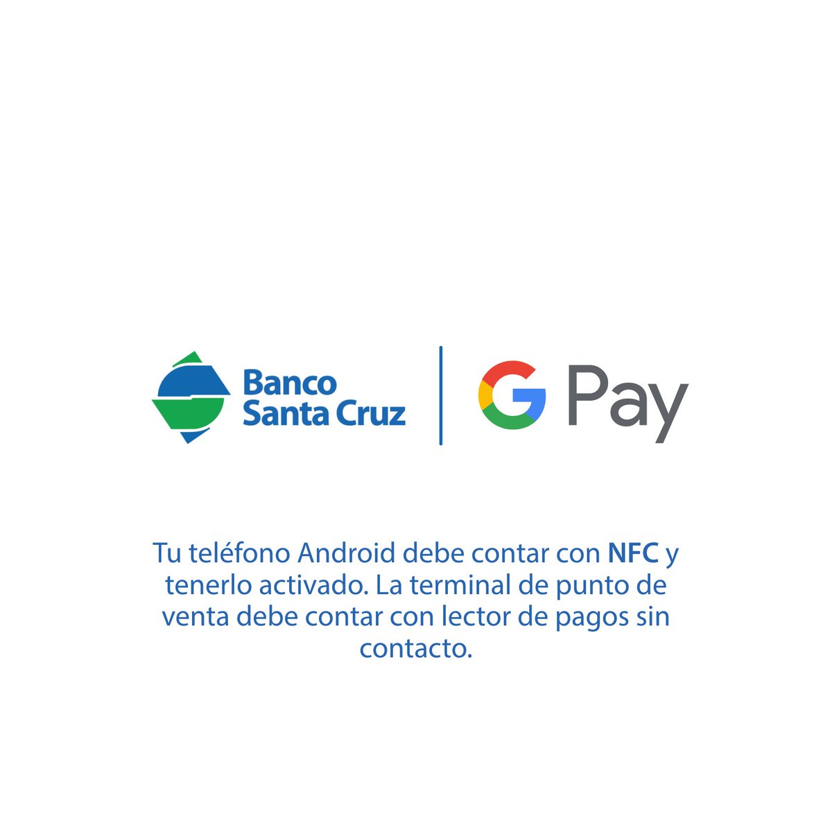 ¡Paga más cómodo con Google Pay™! 📱💳

Con tus Tarjetas de Crédito y Débito Personales Santa Cruz, puedes pagar tus compras a través de tu teléfono Android, de una manera fácil, rápida y segura.

📌 Puedes utilizarla en pagos dentro de aplicaciones y sitios web de comercio