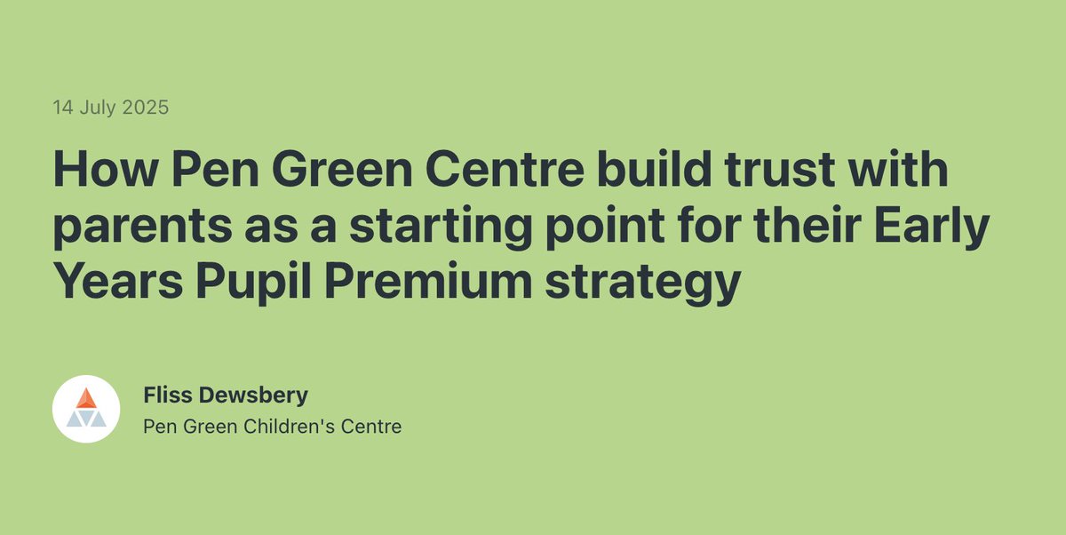 🌱 New blog for @EducEndowFound!
Our Deputy Head Fliss Dewsbery shares how we build trust with parents as the starting point for our #EYPP strategy. Relational, responsive, rooted in care. 💚
👉 Read here: educationendowmentfoundation.org.uk/early-years/ho…

#EarlyYears #PenGreen #ParentPartnership #EEF