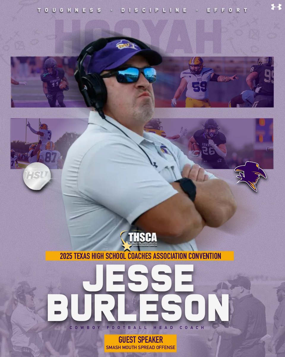 𝗖𝗼𝘄𝗯𝗼𝘆 𝗙𝗼𝗼𝘁𝗯𝗮𝗹𝗹 🤝 𝗧𝗛𝗦𝗖𝗔

Coach Burleson will be a guest speaker at the 2025 THSCA Convention in San Antonio this upcoming Monday. He will cover the Smash Mouth Spread Offense 🤠 

#HOOYAH