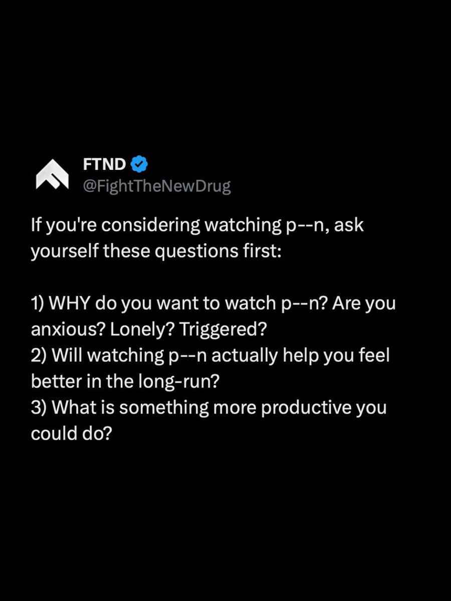 FightTheNewDrug's tweet image. Many porn consumers use porn as a self-soothing technique when they’re feeling lonely or depressed, but research suggests that porn may actually fuel mental health issues, rather than help them.
If you are struggling, know it doesn't have to stay that way. Start your healing…