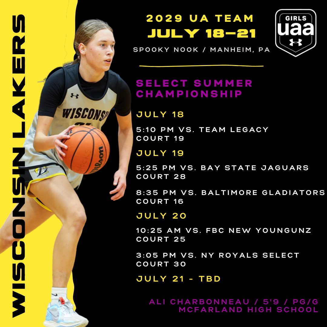 Schedule! 

Ready for a great weekend of basketball with my <a href="/WisconsinLakers/">Wisconsin Lakers</a> team.

See you in PA. 👀🙌🏻