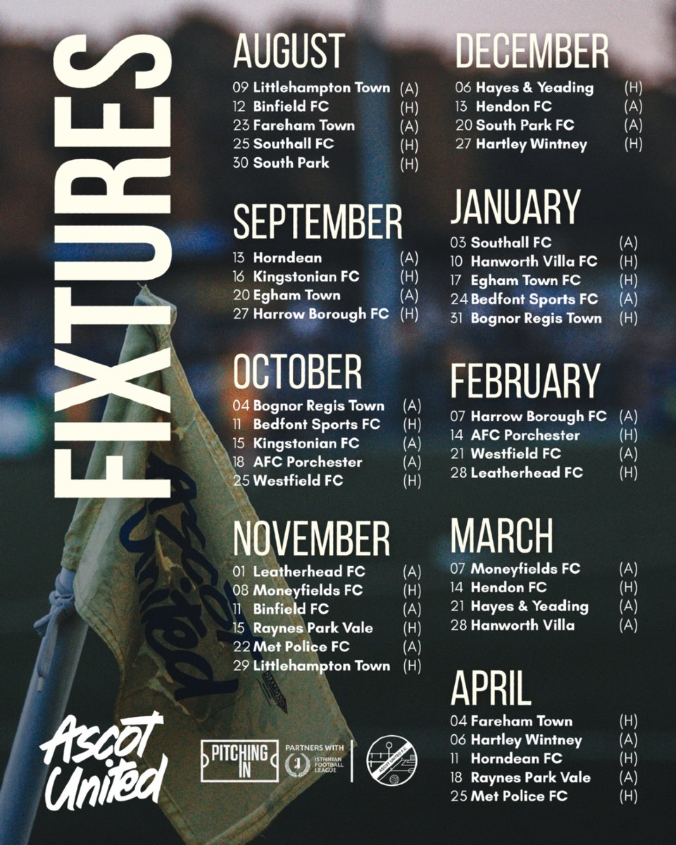 AscotUnitedFC's tweet image. Our 25/26 @IsthmianLeague fixtures are locked in.
#WeAreAscot #UpTheYellas💛💙