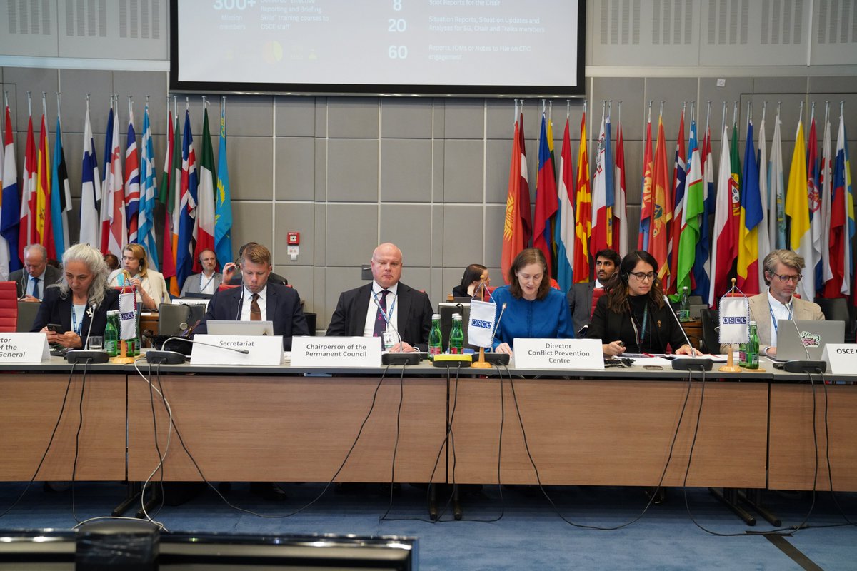 Finland_OSCE's tweet image. Today, the Director of the Conflict Prevention Centre, Catherine Fearon, reported to the #PC. CPC’s role is pivotal in promoting peace and stability across the OSCE area. 🇫🇮 values CPC’s work throughout the conflict cycle, mainstreaming #WPS and #YPS, and its support for Ukraine.