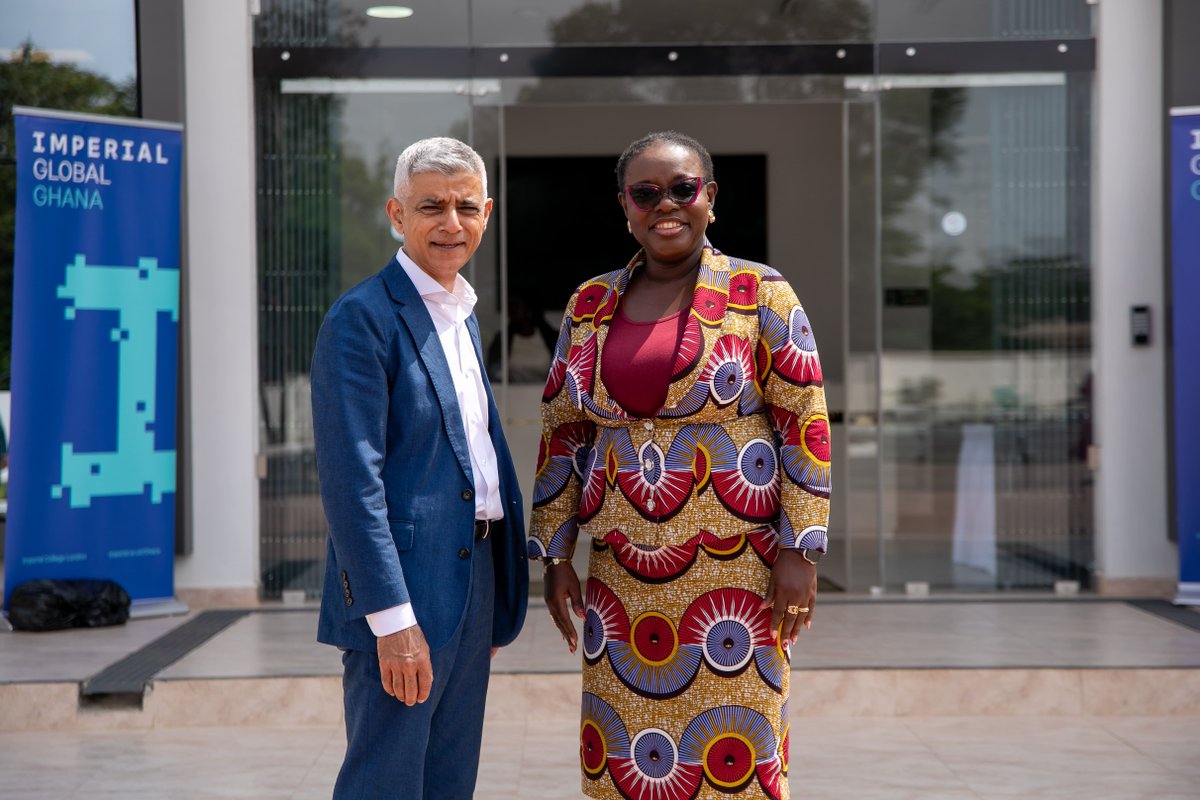 ImperialBiz's tweet image. It was fantastic to see @MayorofLondon Sadiq Khan, to Imperial Global Ghana, our new hub at the University of Ghana.
Our alum Shirgade Laryea, led the discussion as we welcomed a diverse community to celebrate innovation and global collaboration. 🌍
▶️ imprl.biz/4lyJy7x
