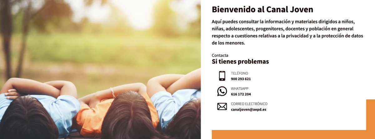 AEPD_es's tweet image. 🧒 Puedes plantearnos tus dudas de protección de datos en el ámbito de menores en el Canal joven de la Agencia por correo electrónico, teléfono o Whatsapp:
aepd.es/preguntas-frec…