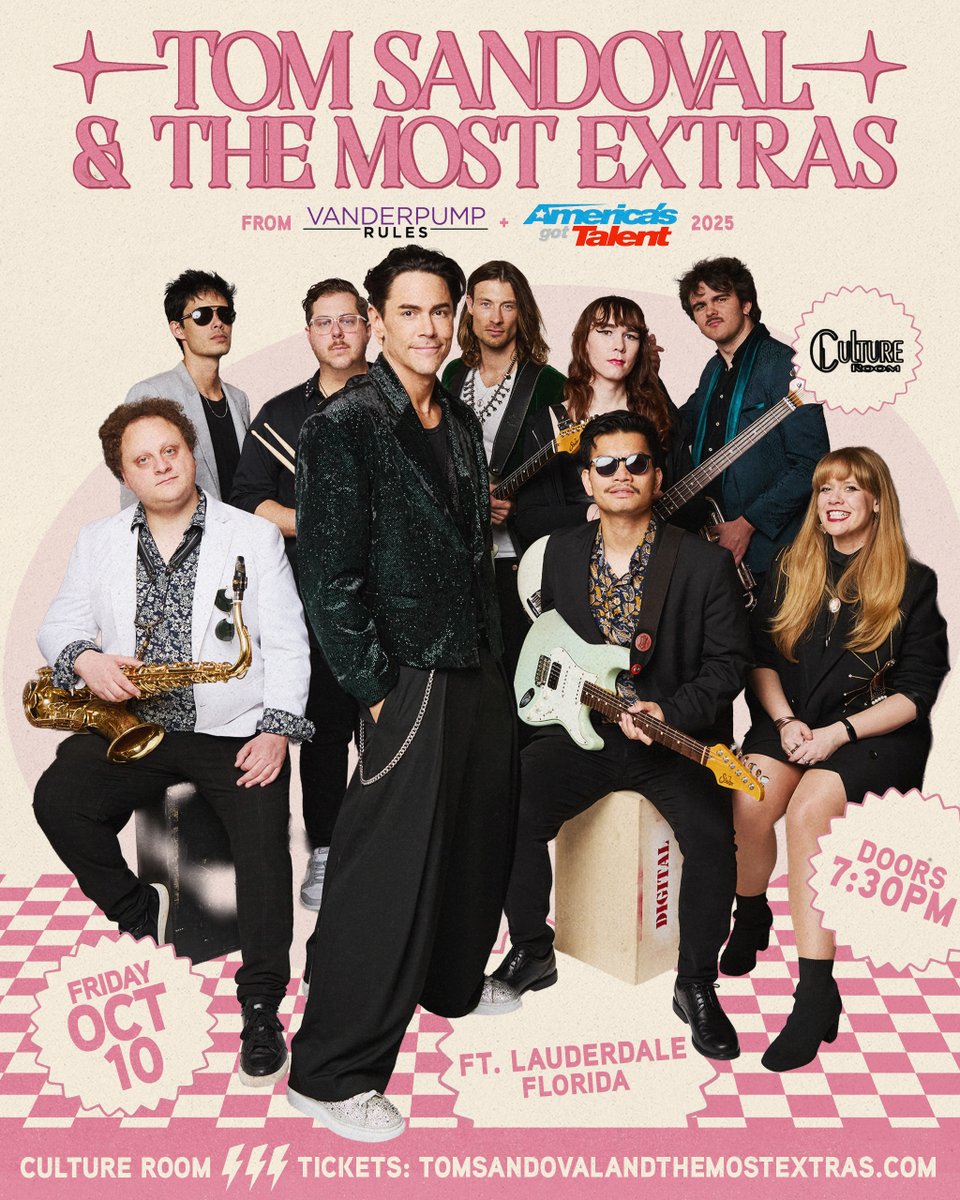 CultureRoom (@cultureroom) on Twitter photo Just announced! Tom Sandoval & The MOST Extras - Friday, October 10 <a href="/CultureRoom/">CultureRoom</a> - Tix on sale Friday, July 25 ticketmaster.com/event/0D0062F0… Just announced! Tom Sandoval & The MOST Extras - Friday, October 10 <a href="/CultureRoom/">CultureRoom</a> - Tix on sale Friday, July 25 ticketmaster.com/event/0D0062F0…