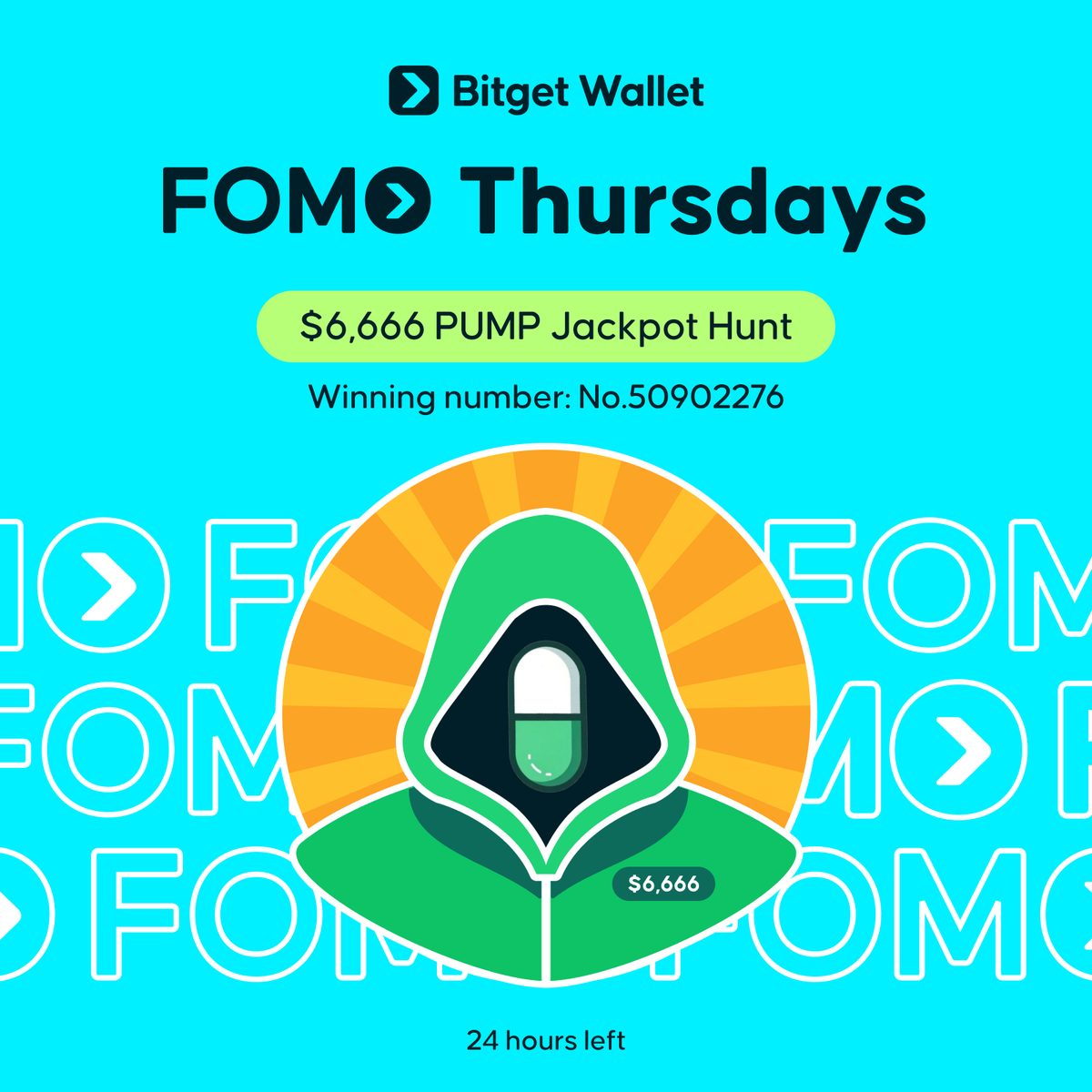 One chance to win $6,666 and you still did it - claim your prize quick or it will be shared in this event:

🔥Find the Jackpot winner event starts now: 

Share $3,333 in PUMP! To participate:
🔁 RT, like, tag 3 friends
🏷️ Use #BitgetWalletJackpot
📩 Comment your Bitget Wallet SOL