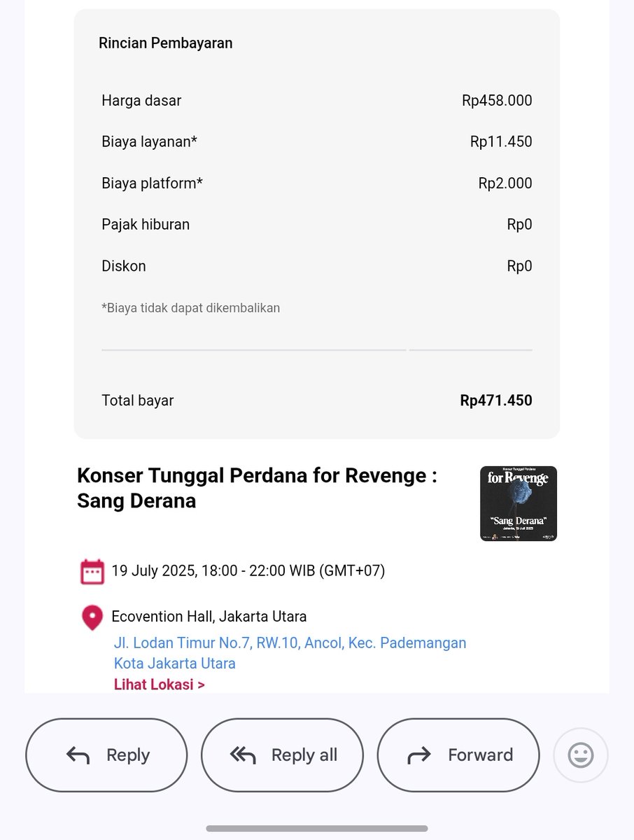 want to sell 2 tickets tribun konser tunggal perdana FOR REVENGE "SANG DERANA" = 400k #forrevenge #sangderana #wts