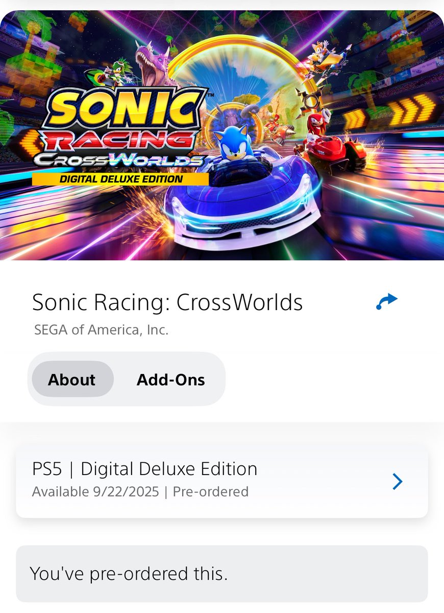 ChrisHarte7's tweet image. Honestly Sonic Racing CrossWorlds looks like the ultimate in kart racing fun!!… and I’m day one ☝🏽 on #PS5Pro #ProEnhanced