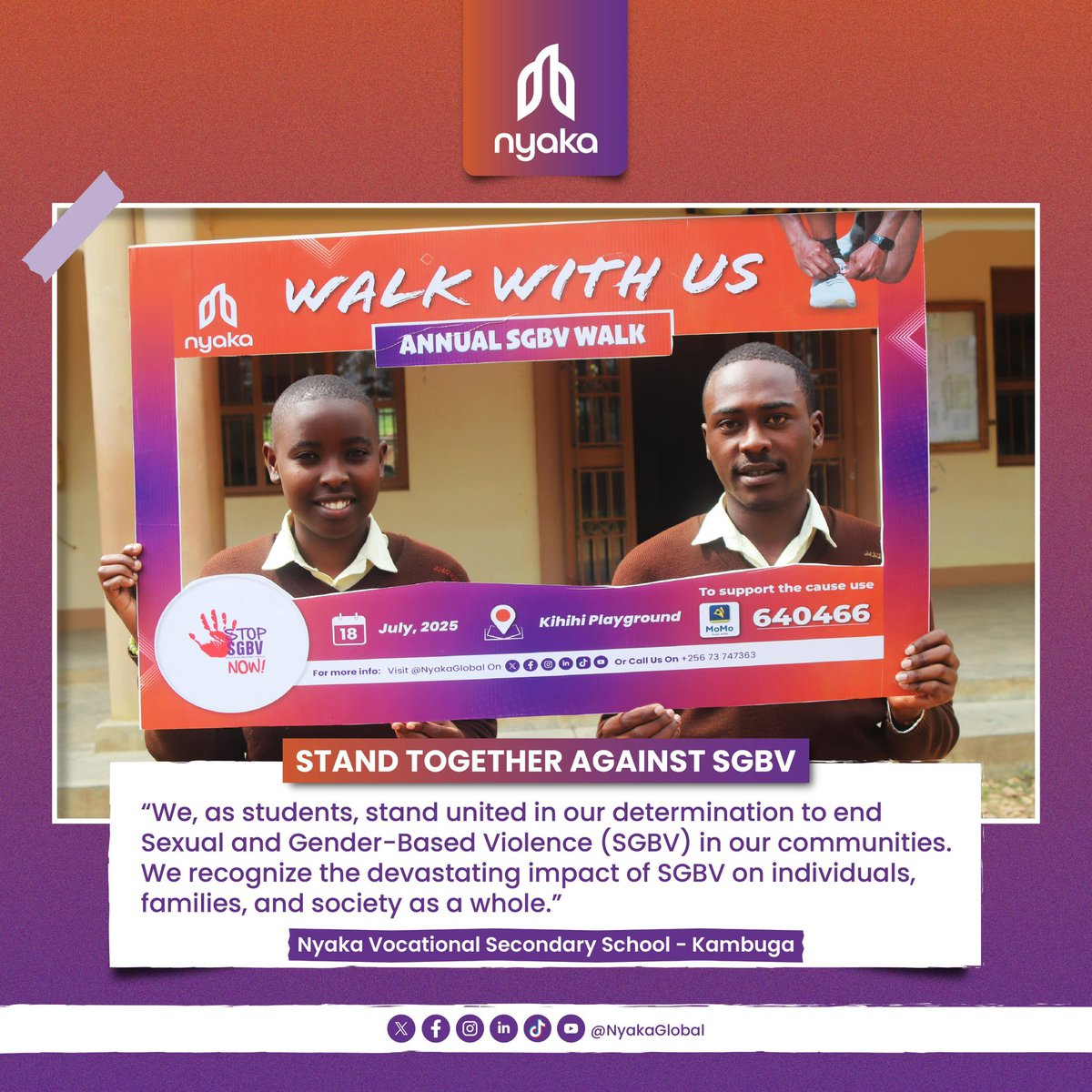 For the better future, the students have decided to actively advocate for better rights while it's still early. #SGBV is still at a high tale and there4 a need to speak against it must be tightened.

Thank you <a href="/NyakaGlobal/">Nyaka</a> for this yet another episode of #NyakaSGBVWalk2025
