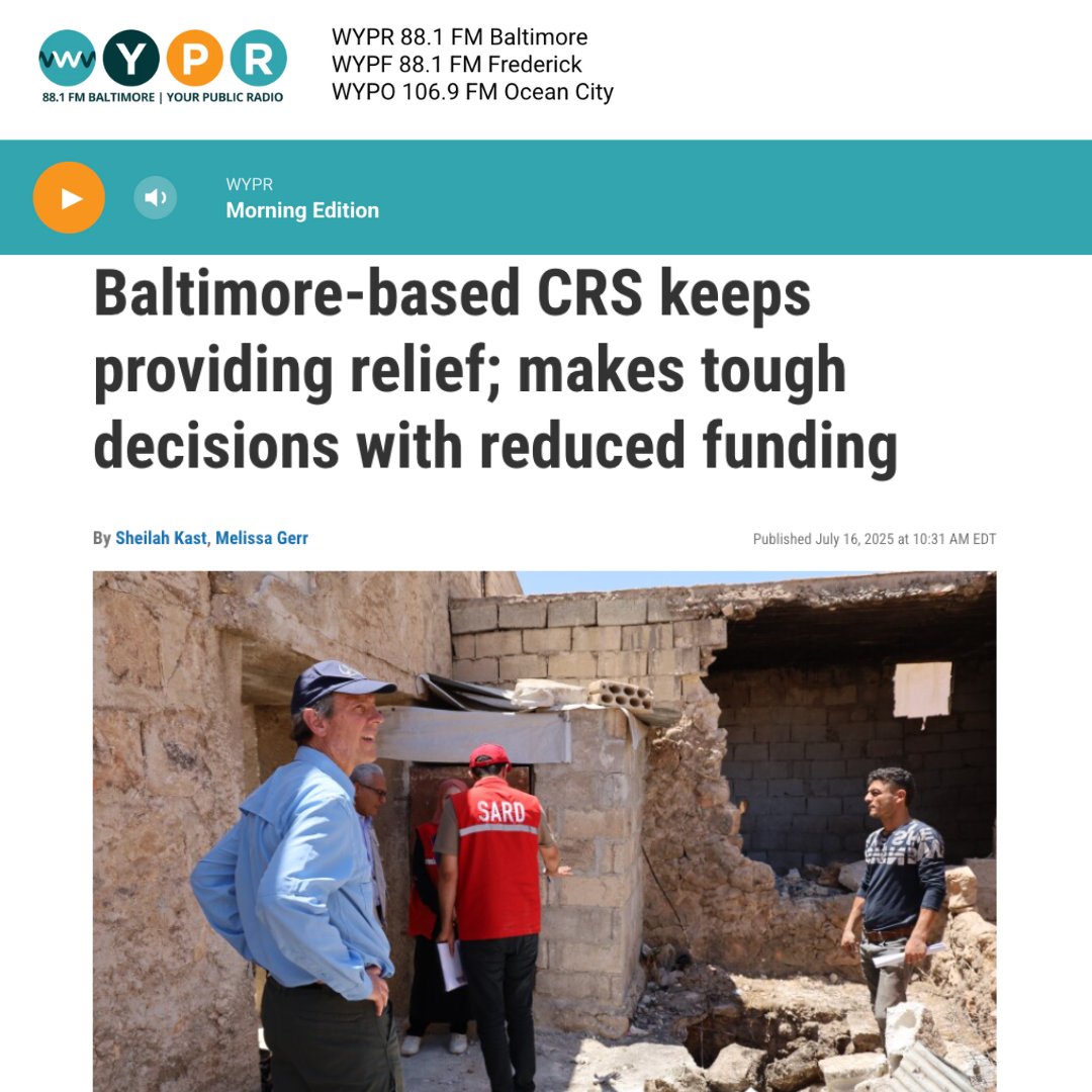 CatholicRelief's tweet image. "People just can't believe that programs that have been tested, that are being monitored, and are having outcomes that you can measure are being cut," @CallahanCRS told @WYPR881FM. He spoke about the work CRS is able to continue & funding impacts. Listen: brnw.ch/21wUdAB.