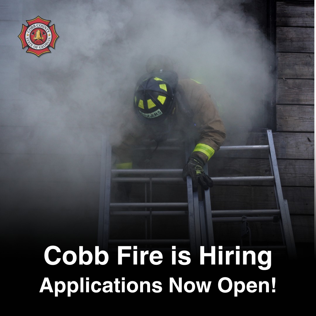 Join the Cobb County Fire Dept! Whether you're experienced or just starting out, there are plenty of opportunities available. Work 10 shifts a month on a 24/48 schedule. Application window is open through July 28.  Paid training provided. More info here: bit.ly/422EuRN