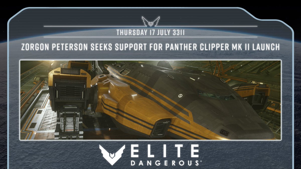 EliteDangerous's tweet image. 📰 Zorgon Peterson has issued a public call for support in the final production phase of the long-anticipated Panther Clipper Mk II.
🔗 elitedangerous.com/news/galnet/zo…