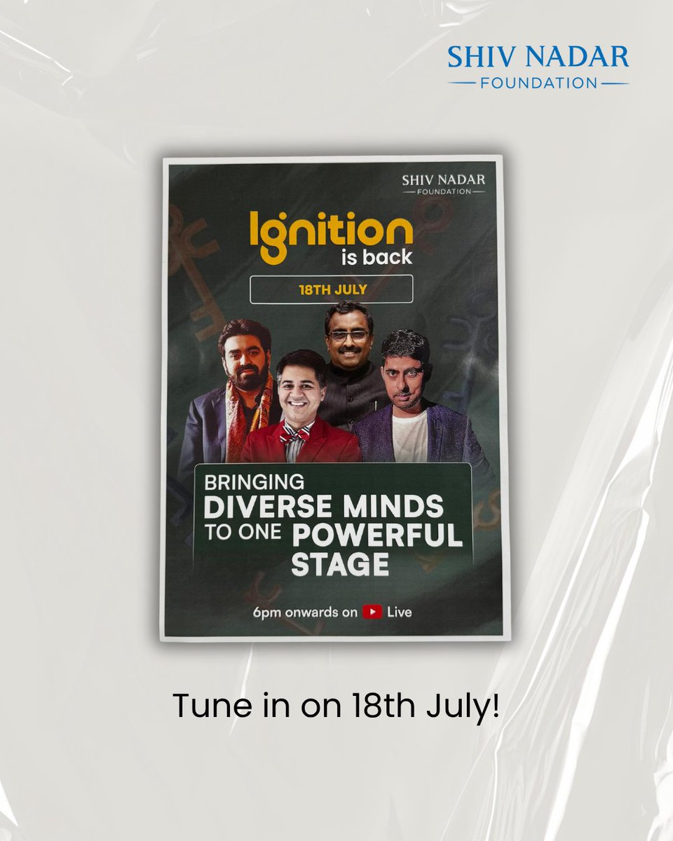 ShivNadar Foundation (@shivnadarfdn) on Twitter photo Weāre back with a new edition of Ignitionāwhere bold voices spark bold conversations.
This time <a href="/rammadhav_/">Ram Madhav</a> talks on Indiaās role in a shifting world, Keshav Suri & @ParmeshShahani on queer futures at work <a href="/varungrover/">ą¤µą¤°ą„ą¤£ š®š³</a> on humour, rebellion & creative freedom.
Join us: 18th July Weāre back with a new edition of Ignitionāwhere bold voices spark bold conversations.
This time <a href="/rammadhav_/">Ram Madhav</a> talks on Indiaās role in a shifting world, Keshav Suri & @ParmeshShahani on queer futures at work <a href="/varungrover/">ą¤µą¤°ą„ą¤£ š®š³</a> on humour, rebellion & creative freedom.
Join us: 18th July