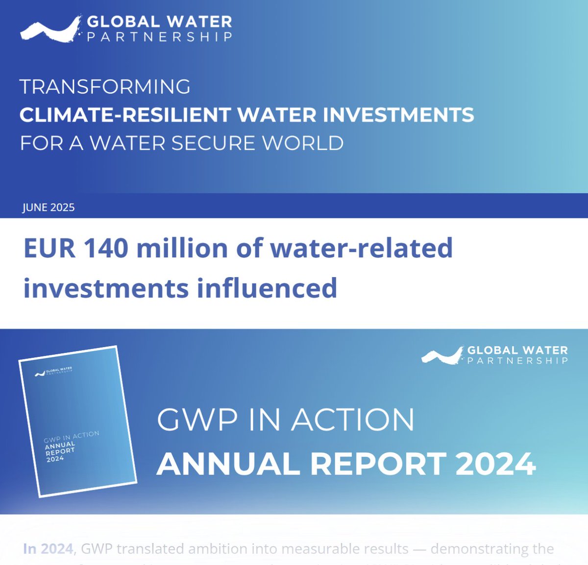 💧 EUR 140 million of #water-related investments influenced globally

💧 USD 11.6 million unlocked to mitigate the effects of climate change in Central Africa

Read these and many more selected stories in the June edition of GWP's NewsFlow 👉 bit.ly/40TOICz