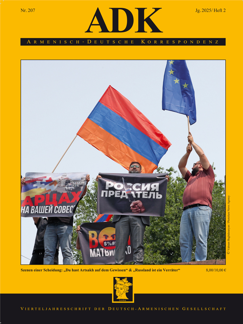 Die ADK ist das einzige Printmedium im deutschsprachigen Raum, das sich mit Armenien und für Armenier relevanten Themen beschäftigt. Das Inhaltsverzeichnis von ADK 207: lmy.de/tofcd   Für Abo bzw. Einzelbezug E-Mail an info@deutscharmenischegesellschaft.de.