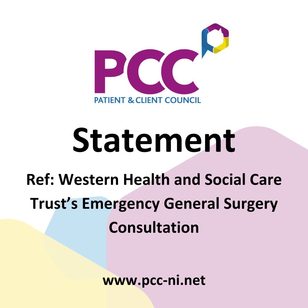 PatientClient's tweet image. The PCC acknowledges the concerns regarding the @WesternHSCTrust Emergency General Surgery Consultation. PCC has raised concerns with the Trust, and acknowledges the Minister’s recent request for a pause to the consultation.
Full statement➡️pcc-ni.net/news/2025/july…
@healthdpt
