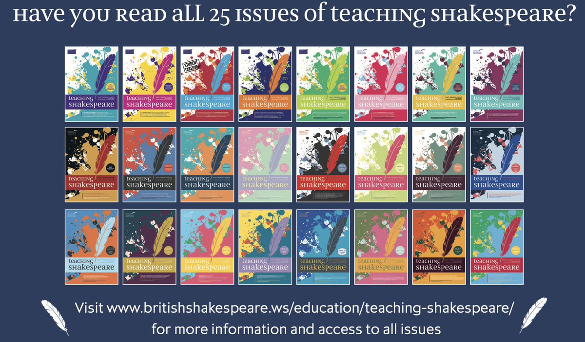 A Call for Papers from <a href="/BSAShakespeare/">British Shakespeare Association</a>'s Teaching Shakespeare, which I founded years ago &amp; which is in wonderful editorial hands, including guest editor Richard Stacey (Glasgow). All back issues freely-available PDFs online: britishshakespeare.ws/education/teac…