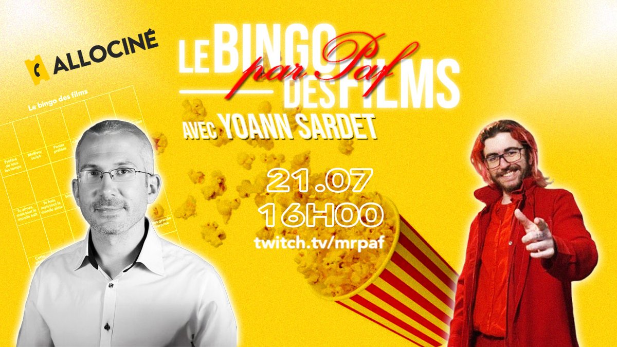 C'est pas tous les jours qu'on reçoit son ancien patron... et encore moins pour un bingo ! Indémodable Michel de Faux Raccord, <a href="/SardetY/">Yoann Sardet</a> nous rejoint ce Lundi pour son bingo des films, ça va être du lourd, du très très lourd !

⬇️ Lien en dessous ⬇️