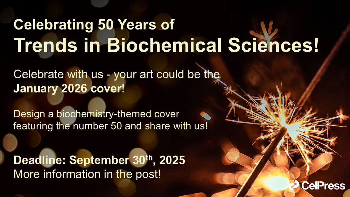 TrendsBiochem's tweet image. 🎉TIBS is soon turning 50! To celebrate, we’re inviting our global community to submit original biochemistry-inspired artwork - one standout design will be chosen for the January 2026 cover!
Find details here: cell.com/trends/biochem…
#TIBSCelebrates50 #TIBS50 #SciArt #CoverArt