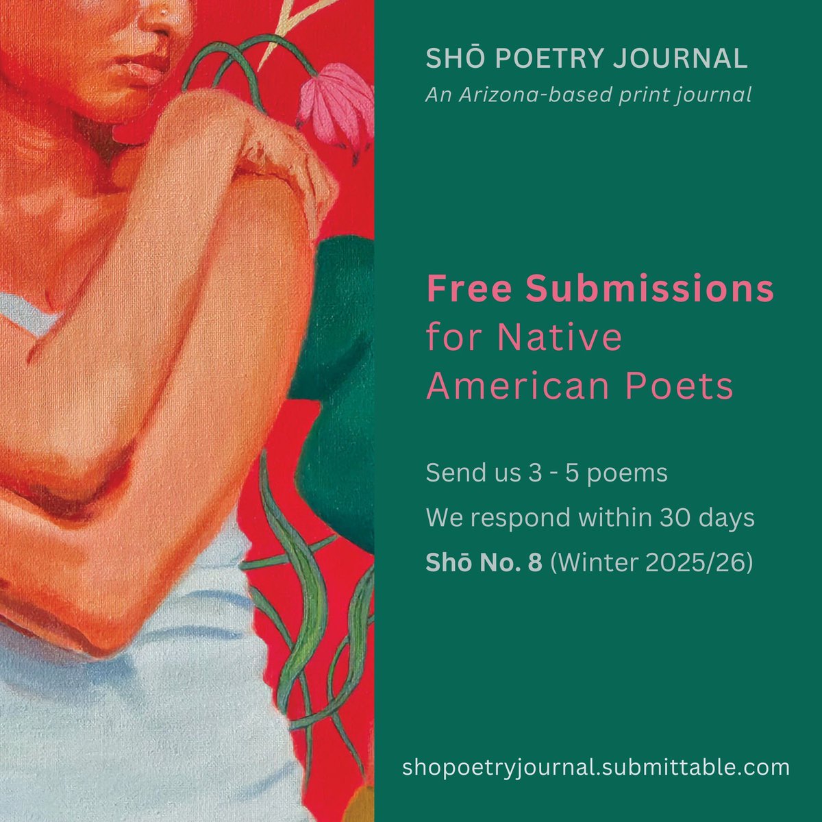 sho_journal's tweet image. Submissions to Shō Poetry Journal are always free for Native American and Indigenous Canadian poets. Details: shopoetryjournal.submittable.com
Cover Art from "In Gilded Walls" by Tanya Rastogi, Shō No. 6 (Winter 2024/25)