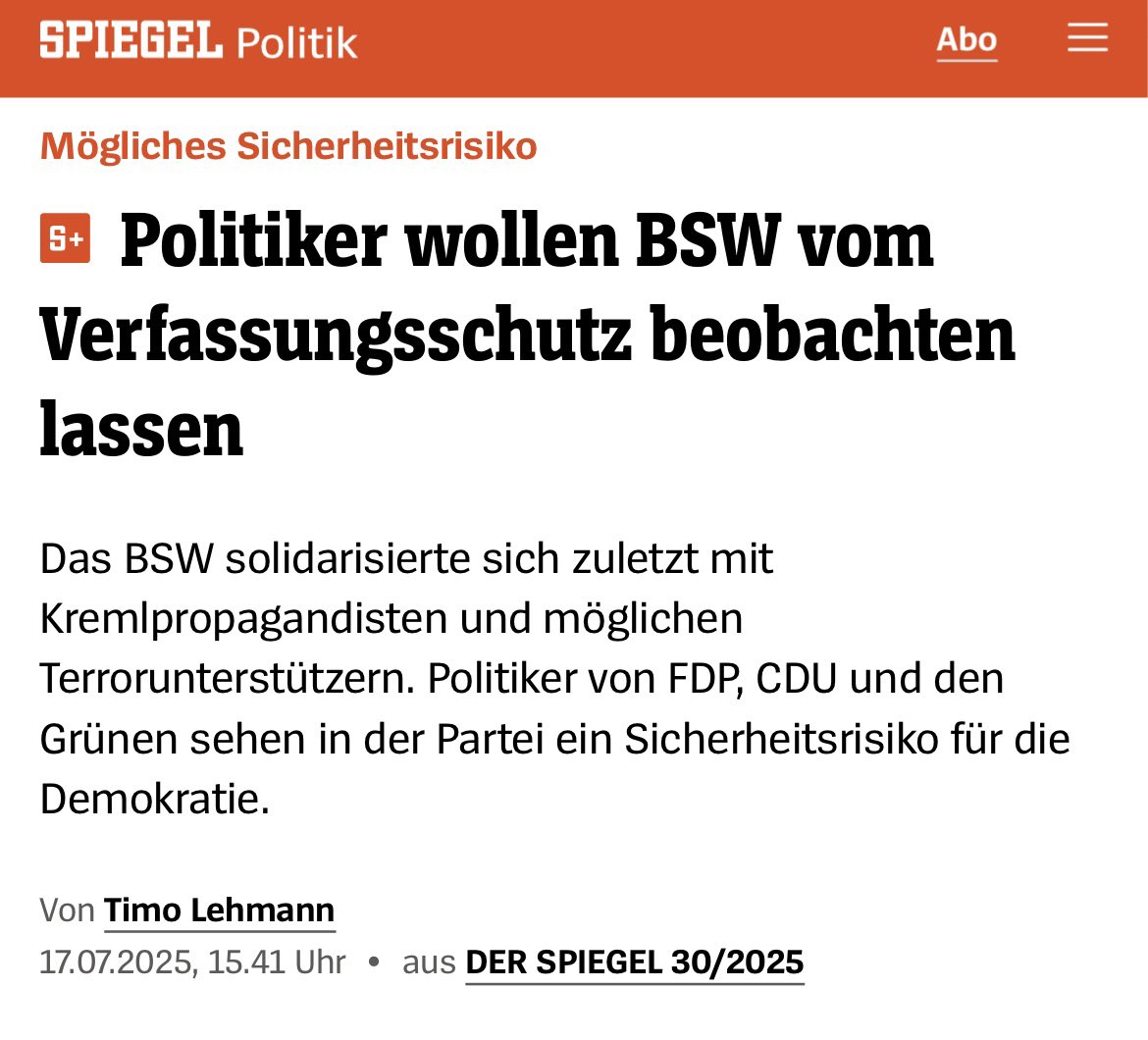 manaf12hassan's tweet image. HAHA 😂🤡
In einer gerechten und freien Demokratie würden CDU, SPD, Grüne und FDP für ihre Machenschaften in den letzten Jahrzehnten längst vom Verfassungsschutz beobachtet werden.
Das BSW ist eine Gefahr für die Alt-Parteien, weil es bei den nächsten Wahlen stark sein wird.