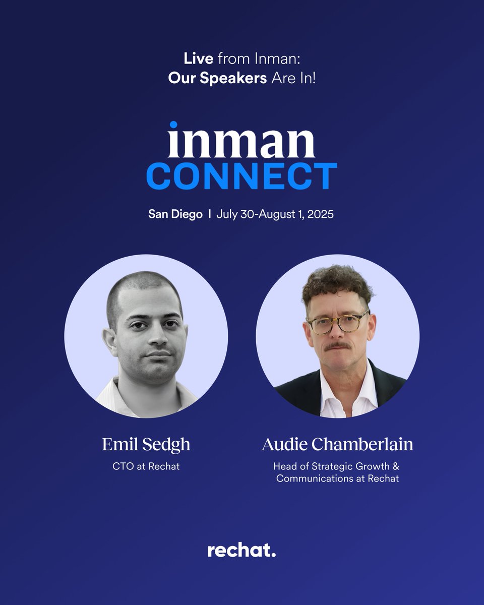 We don’t just talk about transforming real estate—we partner with the leaders making it happen.
Join us at Inman Connect San Diego as Rechat and several of our incredible clients take the stage to share how they’re shaping the future of the industry.
<a href="/InmanConnect/">InmanConnect</a>
