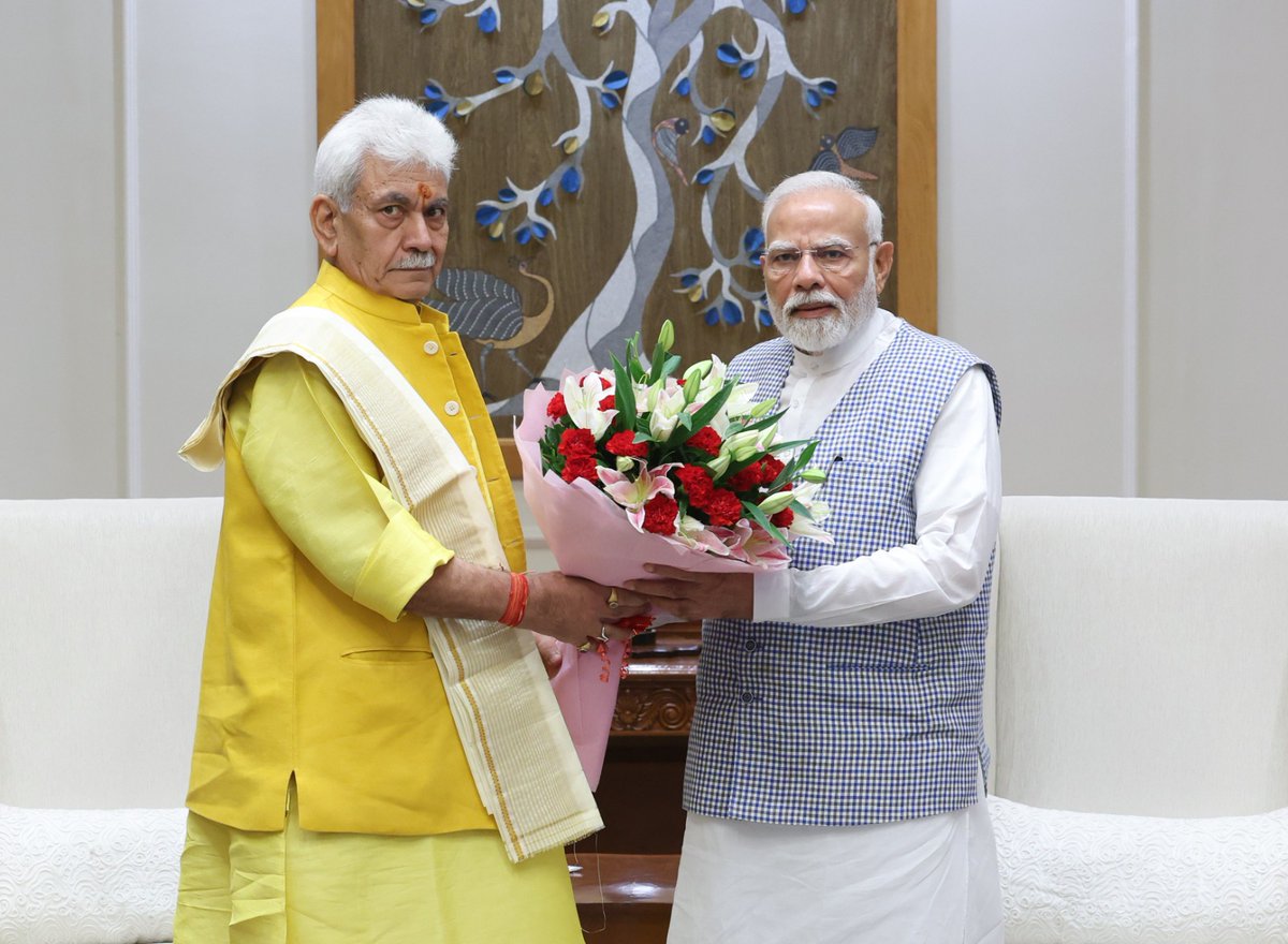 PMO India (@pmoindia) on Twitter photo Lieutenant Governor of Jammu & Kashmir, Shri <a href="/manojsinha_/">Manoj Sinha</a> , met Prime Minister <a href="/narendramodi/">Narendra Modi</a>.
<a href="/OfficeOfLGJandK/">Office of LG J&K</a> Lieutenant Governor of Jammu & Kashmir, Shri <a href="/manojsinha_/">Manoj Sinha</a> , met Prime Minister <a href="/narendramodi/">Narendra Modi</a>.
<a href="/OfficeOfLGJandK/">Office of LG J&K</a>