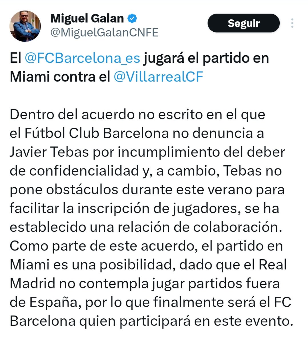 JokerLaporta's tweet photo. Miguel Galán reconoce que Barça / Tebas han llegado a un acuerdo para que inscriban ilegalmente, a cambio de no denunciarlo porque sería inhabilitado y jugar en Miami vs Villareal. 

Pero el "problema del fútbol español" es Florentino Pérez y RealMadridTV. https://t.co/Ca7hp6igBh