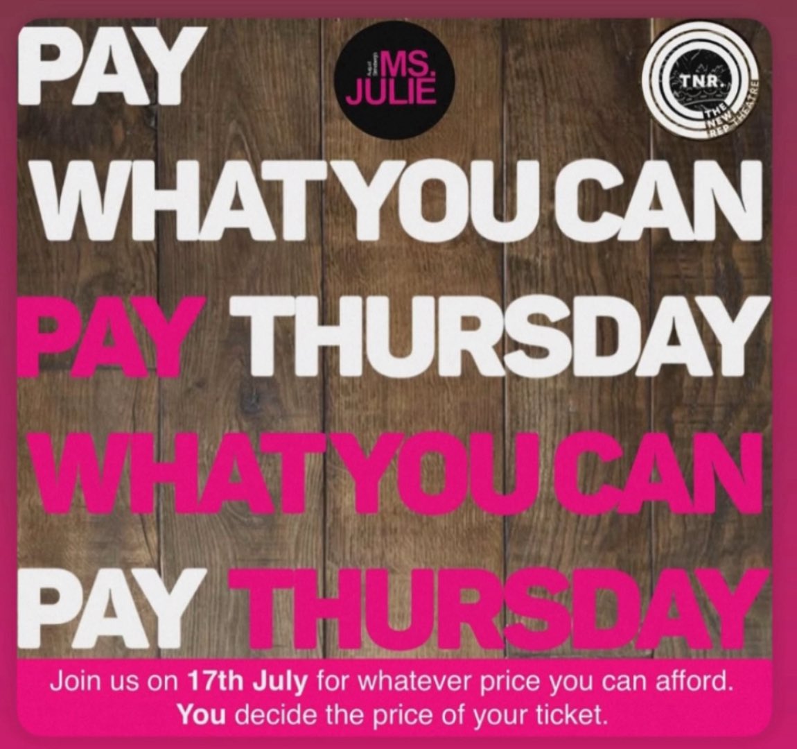 hismother55's tweet photo. It’s PAY WHAT TOU CAN Thursday
Have a great night out at 5⭐️ Theatre
See ‘Ms Julie’ at the @GooseTheatre Camberwell TONIGHT

Tickets 👇

https://t.co/4bYKezCKCW

#affordabletheatre #londontheatre #fringetheatre #Camberwell #London #Londonnightout #paywhatyoucan #artsforall https://t.co/k2DnFzgsSE