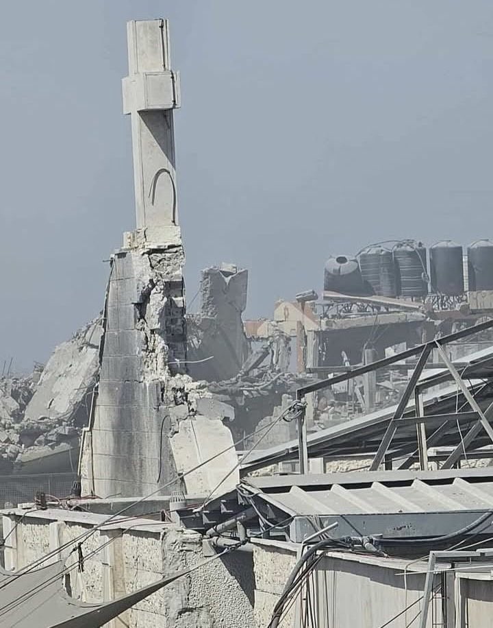 sahouraxo's tweet photo. BREAKING:

Israel bombed the Holy Family Church in Gaza this morning.

Two Christian women were killed. Several others injured — including the priest.

A church. Gaza’s only Catholic Church.

The same church Pope Francis called daily during the genocide.

This is evil. https://t.co/98FO91vrfq