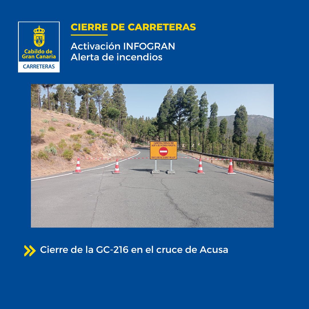 🔥 #Alerta máxima por riesgo de incendio forestal en #GranCanaria.

Por encima de la cota 200 m sobre el nivel del mar en zona norte y 400 m en zona sur de la isla.

📌 Prohibiciones específicas a tener en cuenta en: grancanariamosaico.com/semaforos/