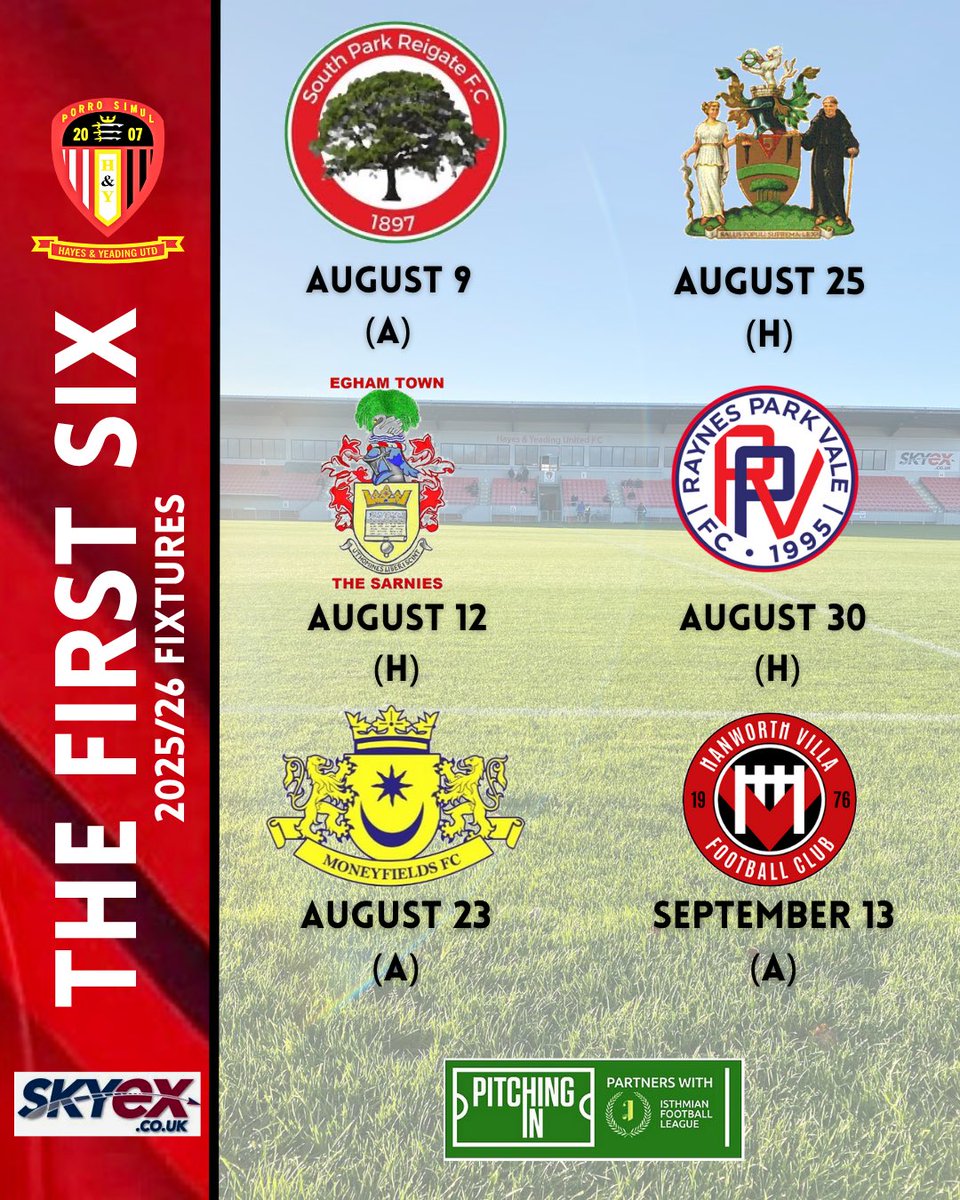 hyufc_official_'s tweet image. We start our season where we left the last one with a trip down to @South_ParkFC, followed by the opening home game under the lights, as @EghamTown visit the SkyEx.