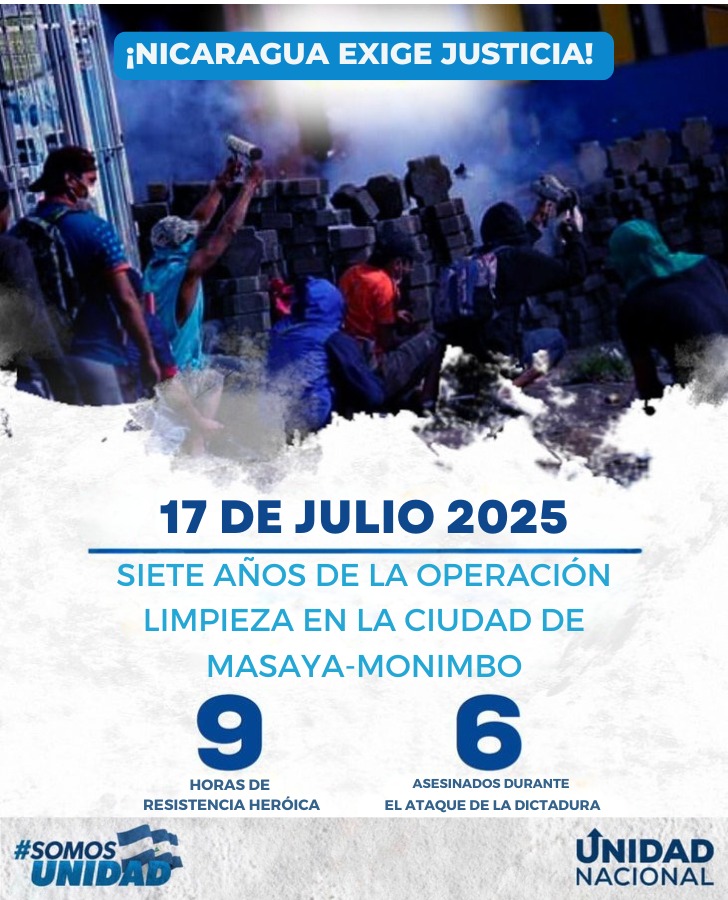 UnidadNic's tweet image. Masaya siempre ha sido un bastión en la lucha por la democracia. En el 2018, también se alzó cívicamente contra la dictadura. La respuesta fue represión y muerte. Hoy, como entonces, los nicaraguenses demandamos JUSTICIA por todas las víctimas.
#HabraJusticia