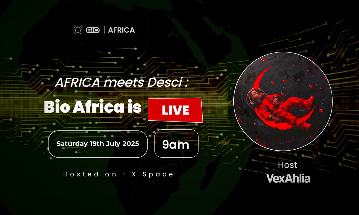 Vexahlia (@nenyekingsley) on Twitter photo Africa just got a major upgrade in DeSci
Africa is rising together.
We’re launching BioProtocol Africa (<a href="/bioprotocol_AF/">Bio Africa</a>), built by the people, for the people a new era where researchers, students, and scientists across Africa take ownership of our science
Join the Space.
Add Africa just got a major upgrade in DeSci
Africa is rising together.
We’re launching BioProtocol Africa (<a href="/bioprotocol_AF/">Bio Africa</a>), built by the people, for the people a new era where researchers, students, and scientists across Africa take ownership of our science
Join the Space.
Add